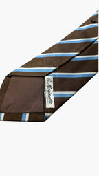 Cravatta E.Marinella in Pura Seta Marrone e Azzurra