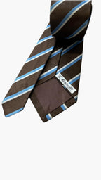 Cravatta E.Marinella in Pura Seta Marrone e Azzurra