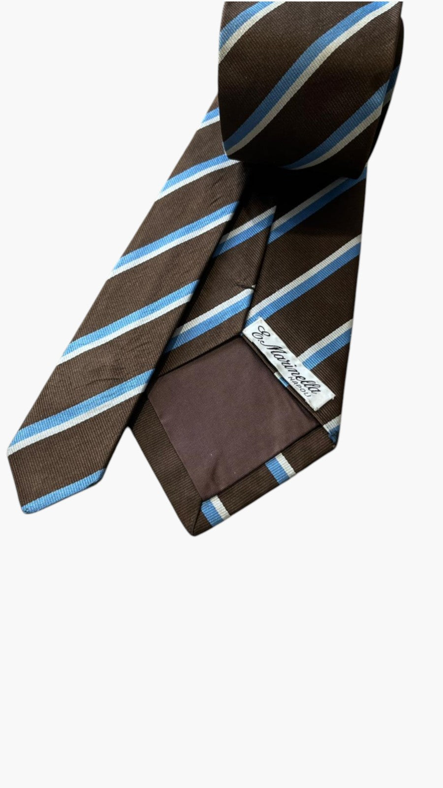 Cravatta E.Marinella in Pura Seta Marrone e Azzurra