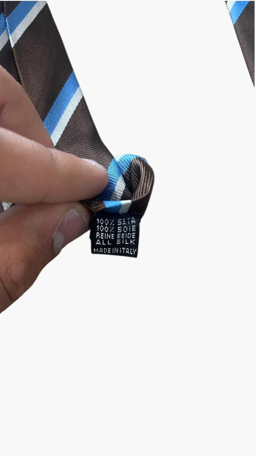 Cravatta E.Marinella in Pura Seta Marrone e Azzurra