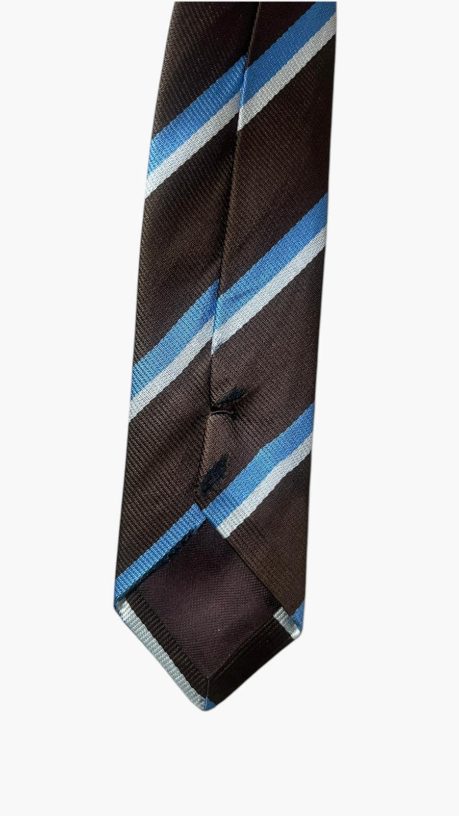 Cravatta E.Marinella in Pura Seta Marrone e Azzurra