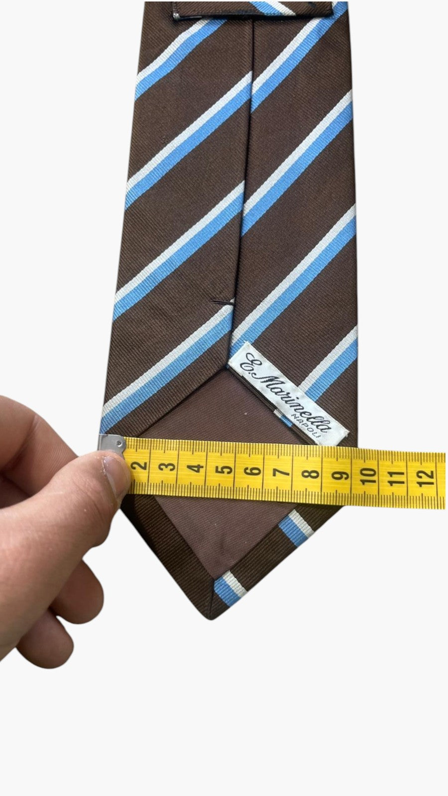 Cravatta E.Marinella in Pura Seta Marrone e Azzurra