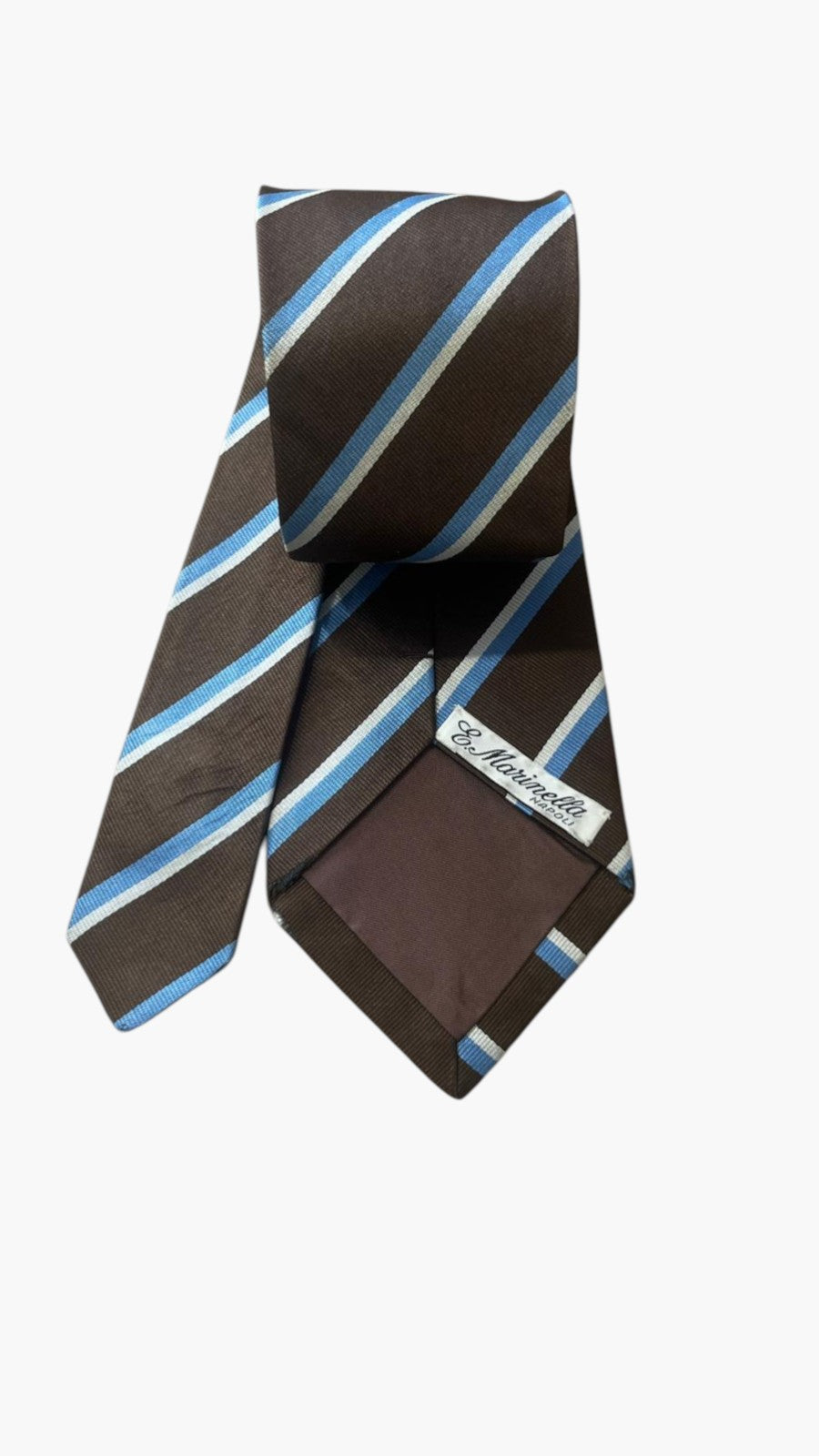 Cravatta E.Marinella in Pura Seta Marrone e Azzurra