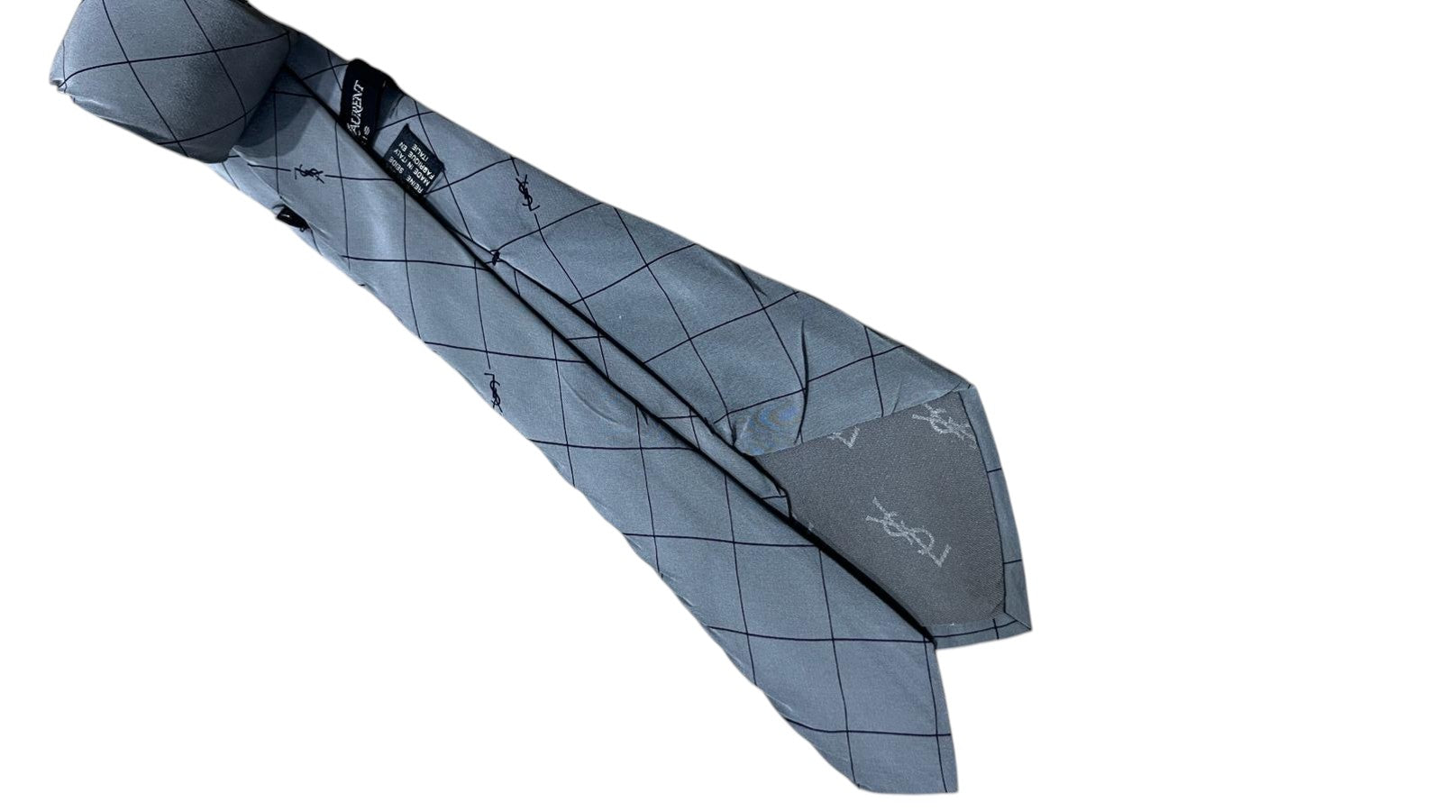 Cravatta YSL Yves Saint Laurent Azzurra in Pura Seta