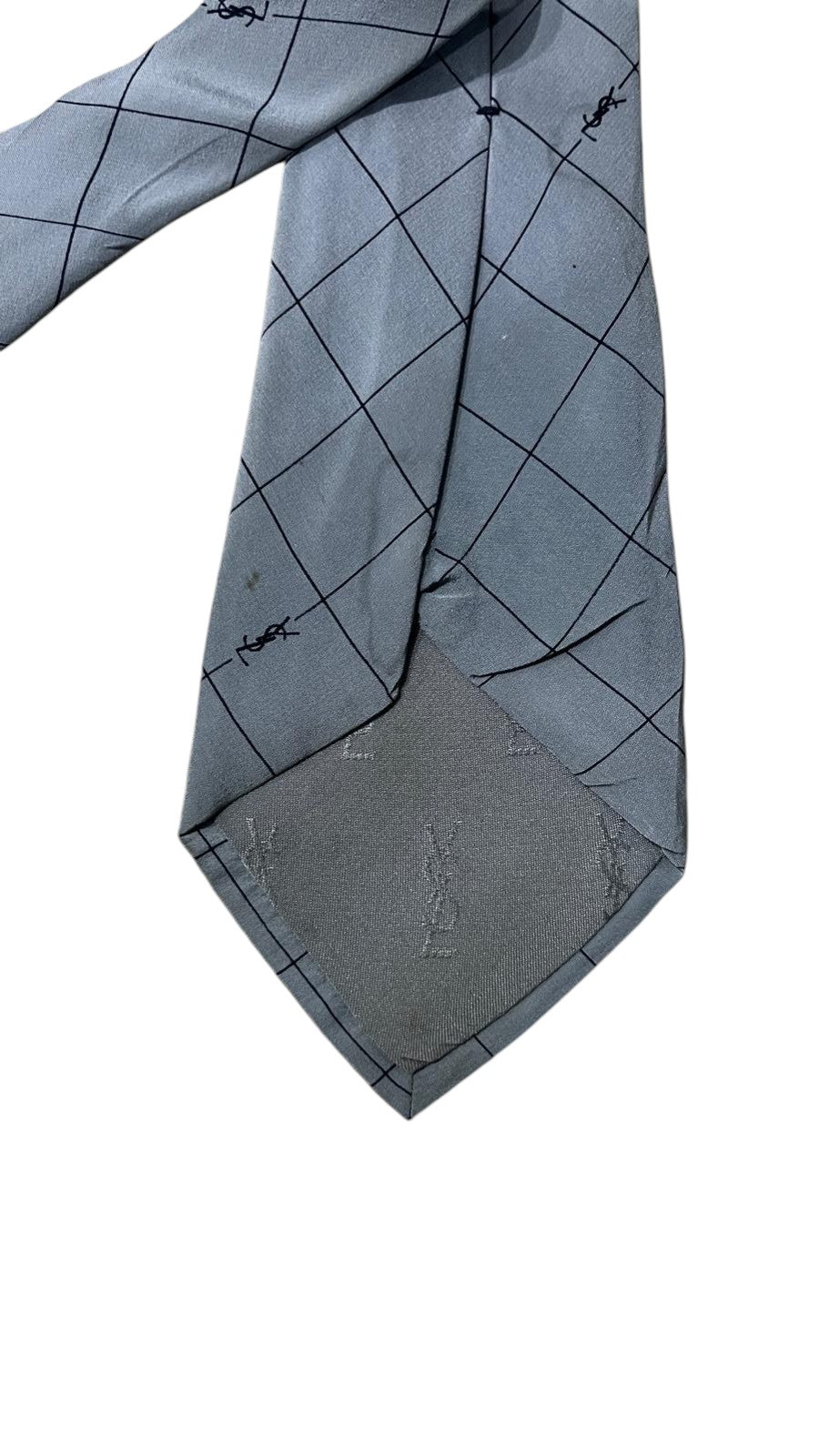 Cravatta YSL Yves Saint Laurent Azzurra in Pura Seta