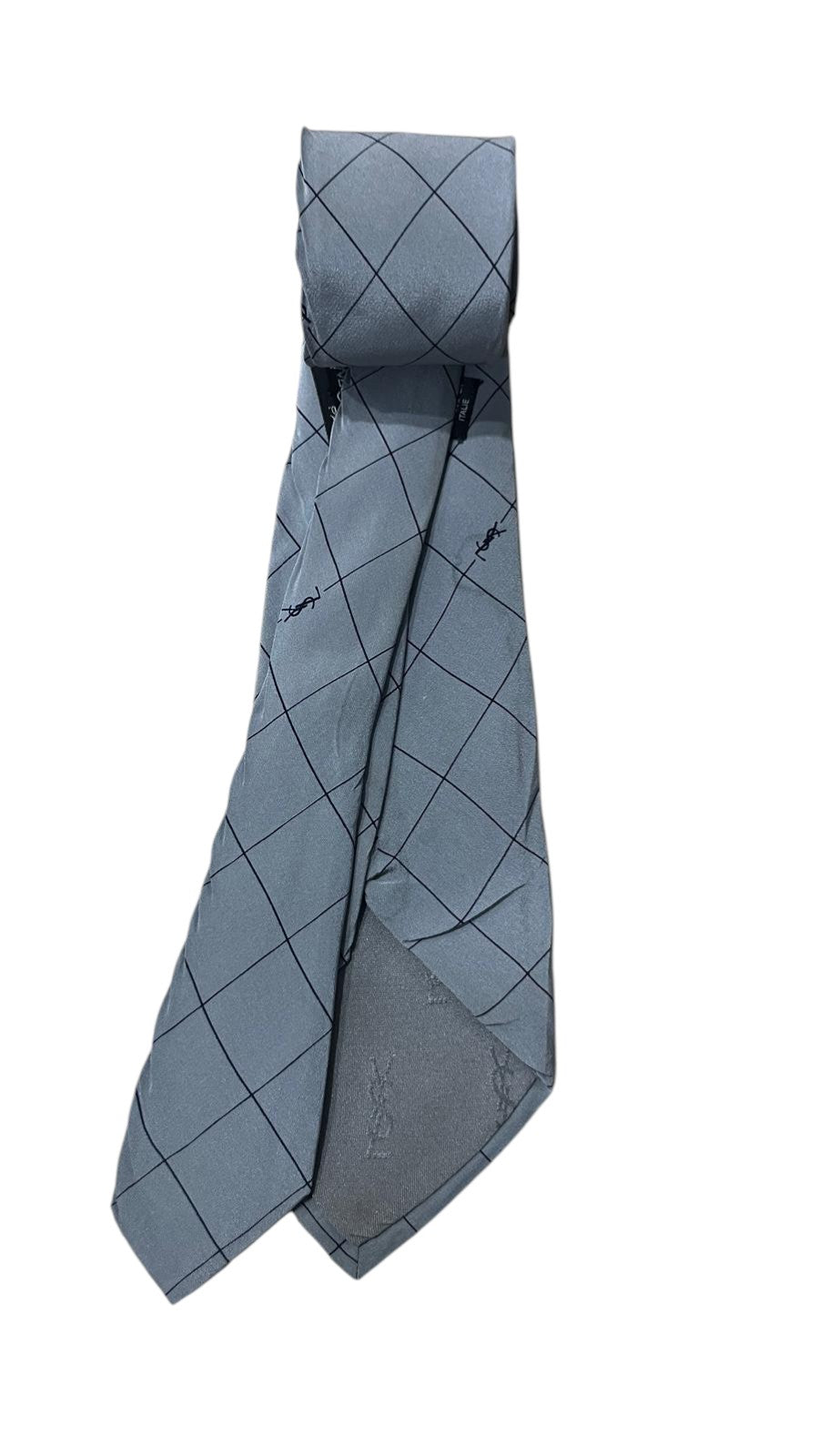Cravatta YSL Yves Saint Laurent Azzurra in Pura Seta