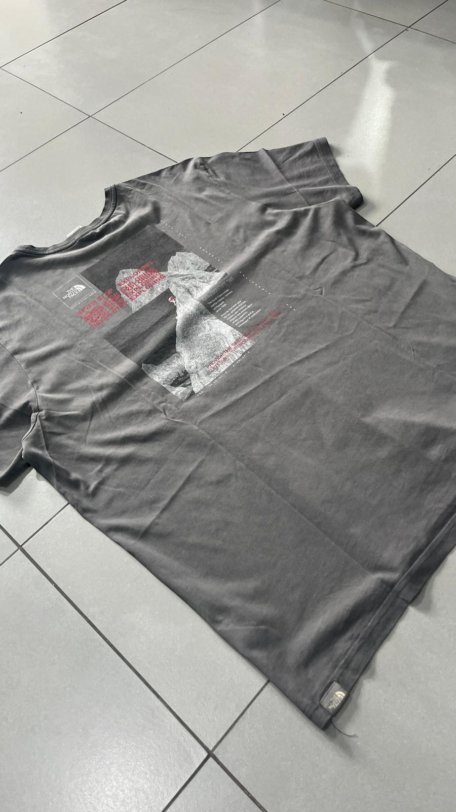 T-Shirt The North Face Grigio Piombo con Stampa (XL)