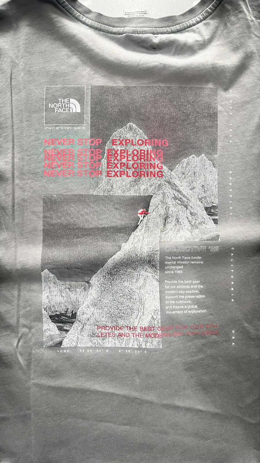 T-Shirt The North Face Grigio Piombo con Stampa (XL)