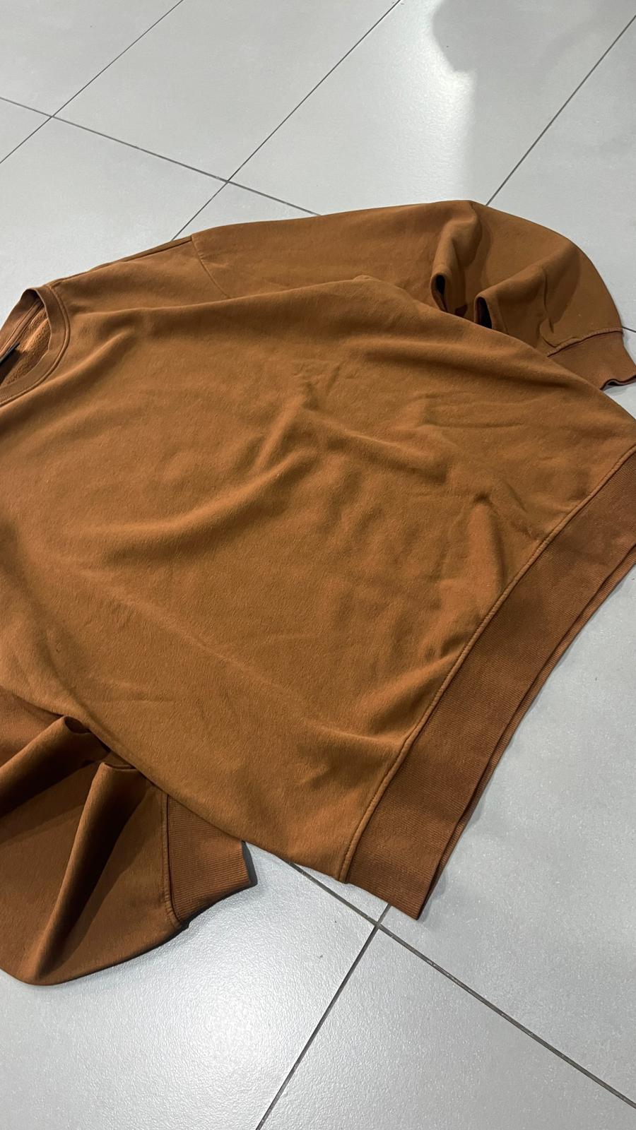 Felpa Girocollo Boxy Fit Marrone / Cammello (M)
