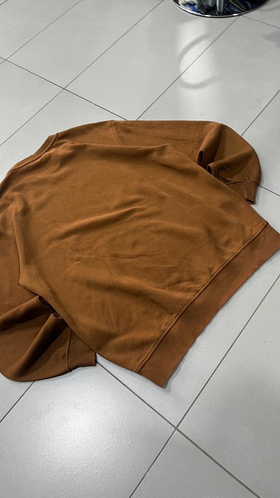 Felpa Girocollo Boxy Fit Marrone / Cammello (M)