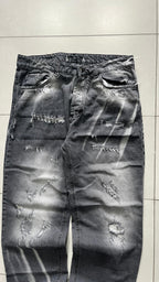 Denim Jeans Baggy Fit Particular con Abrasione (L)