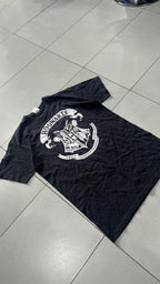 T-Shirt Nera con Stampa Hogwarts (S)
