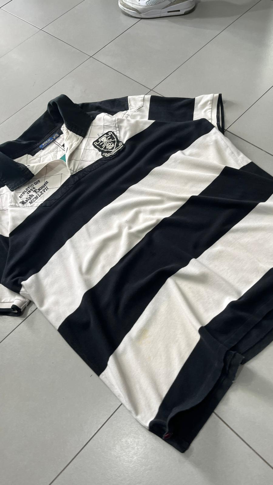 Polo Ralph Lauren Embroidered a Righe Nera e Bianca (XXL)