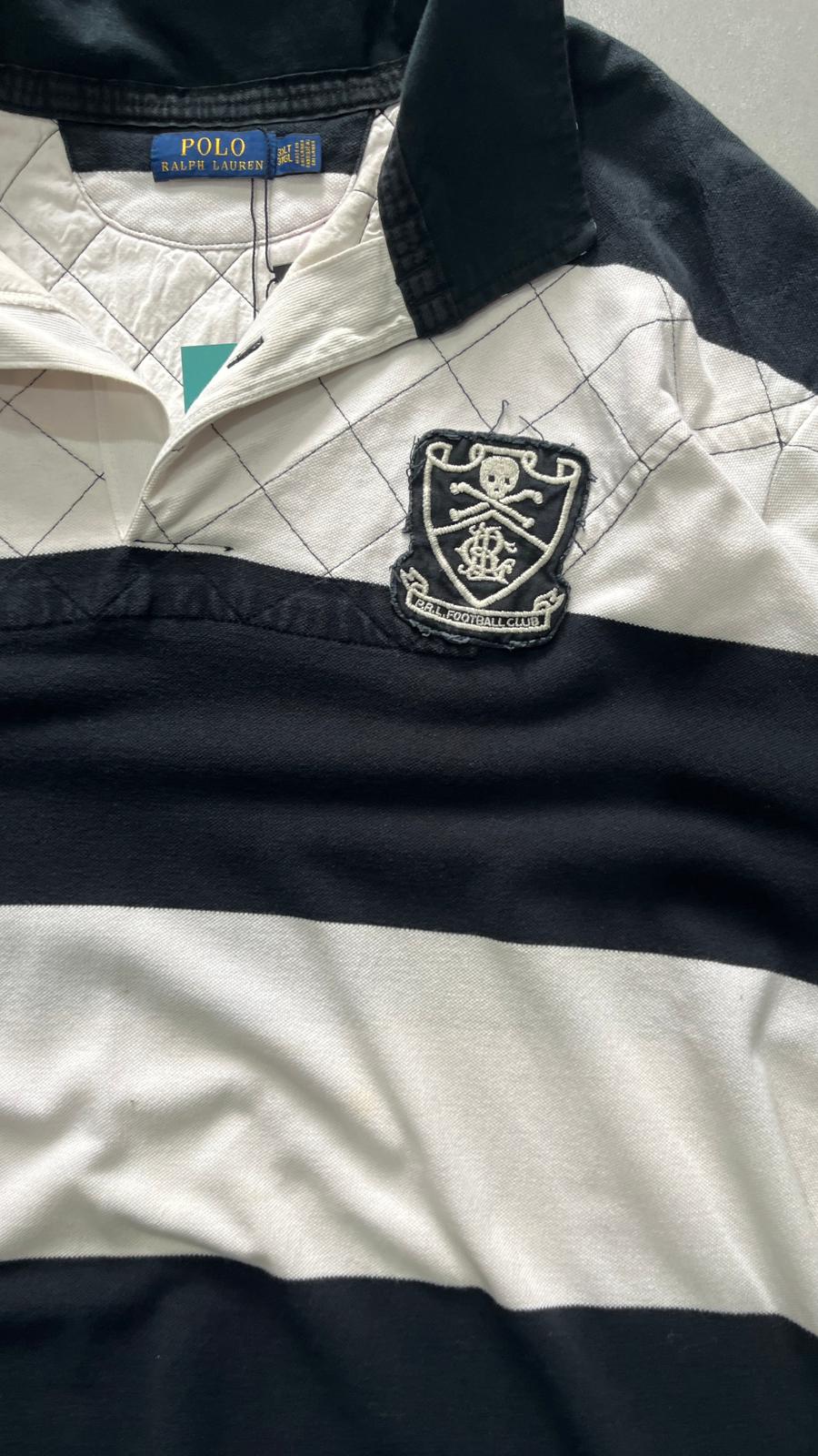 Polo Ralph Lauren Embroidered a Righe Nera e Bianca (XXL)