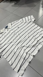 Polo Ralph Lauren Crop Oversize Fit a Righe Bianca e Nera (XXL)