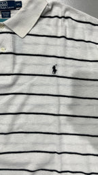 Polo Ralph Lauren Crop Oversize Fit a Righe Bianca e Nera (XXL)