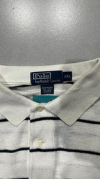 Polo Ralph Lauren Crop Oversize Fit a Righe Bianca e Nera (XXL)