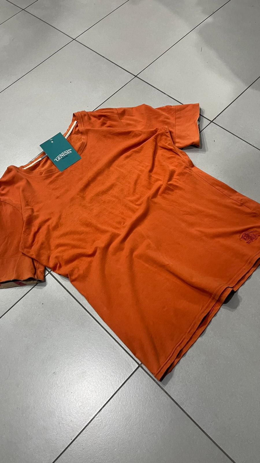 T-Shirt Burberry Arancione Embroidered da Donna (XS)