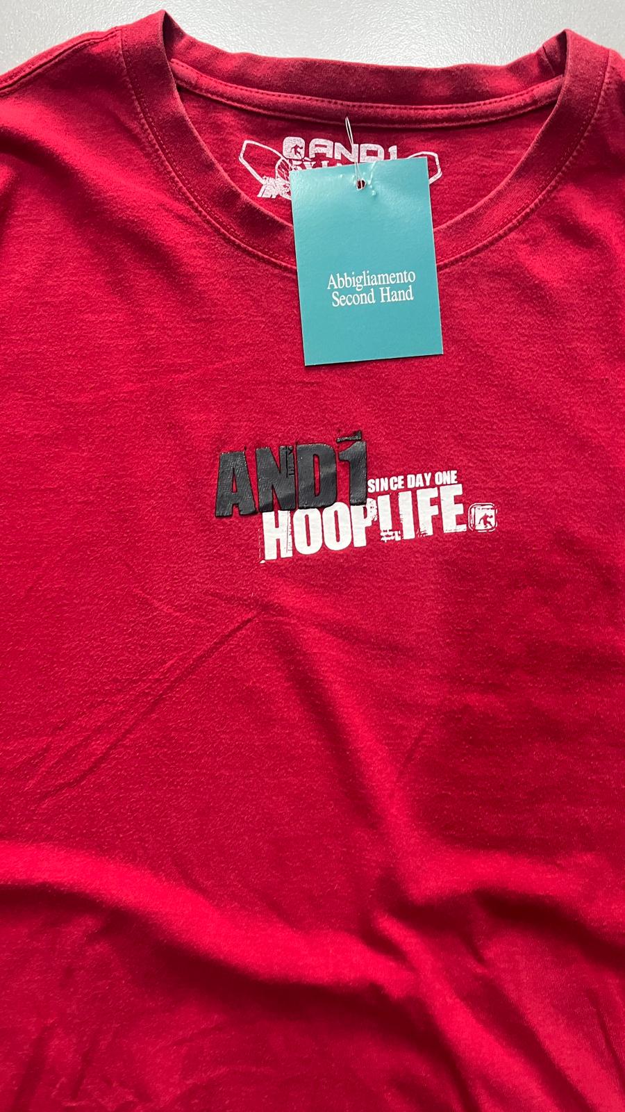American Hip-Hop Tee - Printed T-Shirt Rossa con Stampa Puff (5XL)