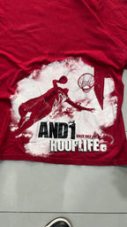 American Hip-Hop Tee - Printed T-Shirt Rossa con Stampa Puff (5XL)