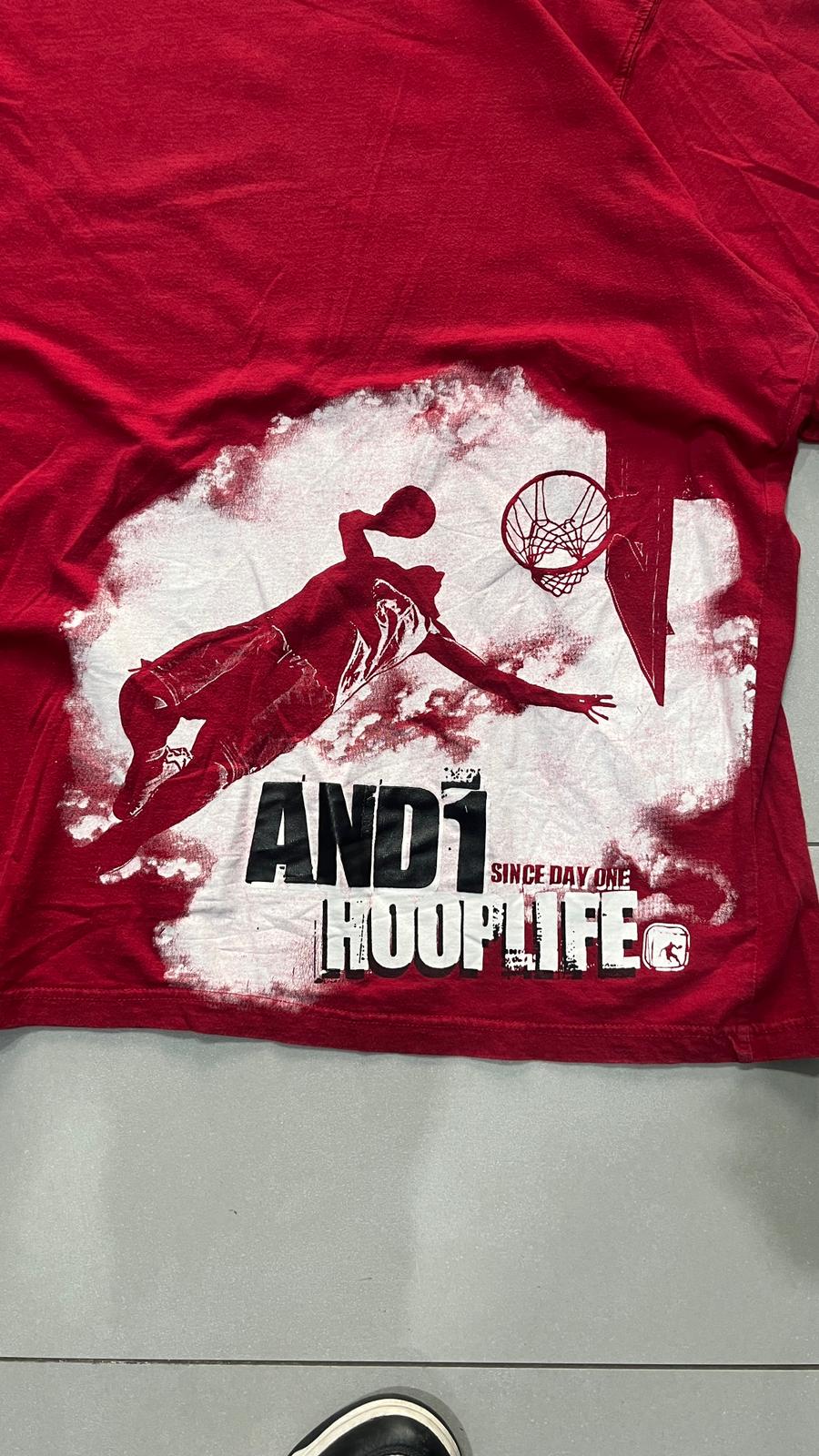 American Hip-Hop Tee - Printed T-Shirt Rossa con Stampa Puff (5XL)