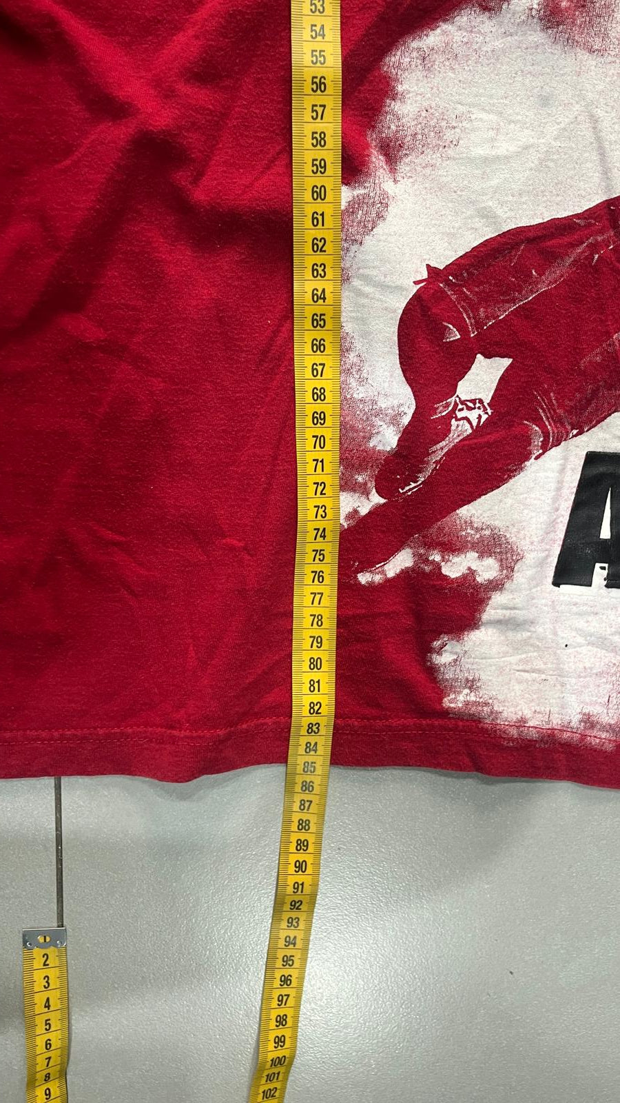 American Hip-Hop Tee - Printed T-Shirt Rossa con Stampa Puff (5XL)