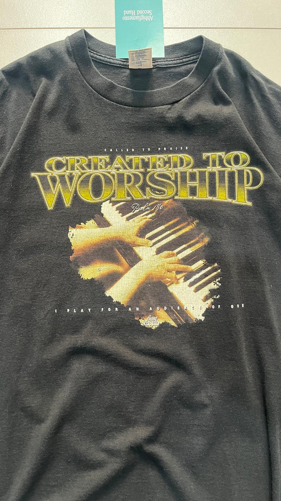T-Shirt "Created to Worship" Vintage Printed Tee American Style (XL)