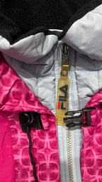 Giubbino Fila anni 90 Vestibilità Boxy Oversize Rosa con Fantasia (M) - Bomber da Donna
