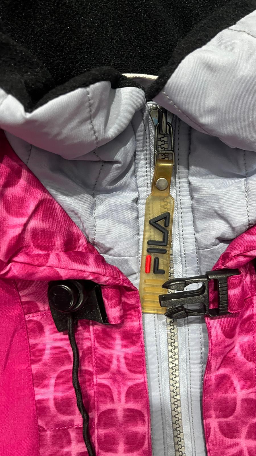 Giubbino Fila anni 90 Vestibilità Boxy Oversize Rosa con Fantasia (M) - Bomber da Donna