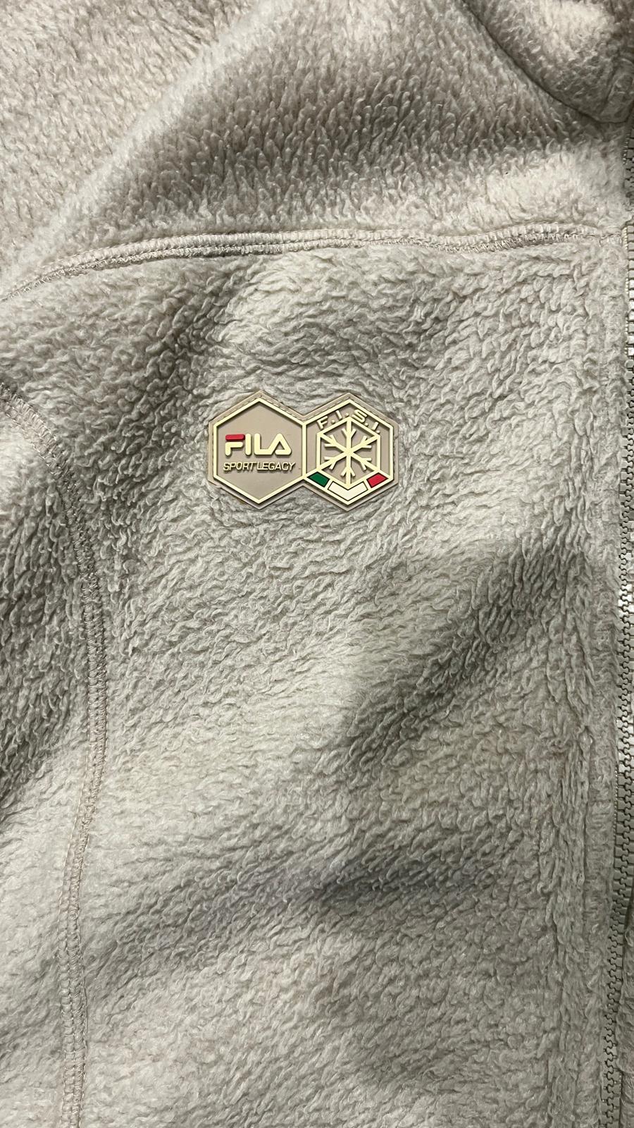 Felpa in Pile Beige Fila anni 2000 - American Oversize Fit (XL)