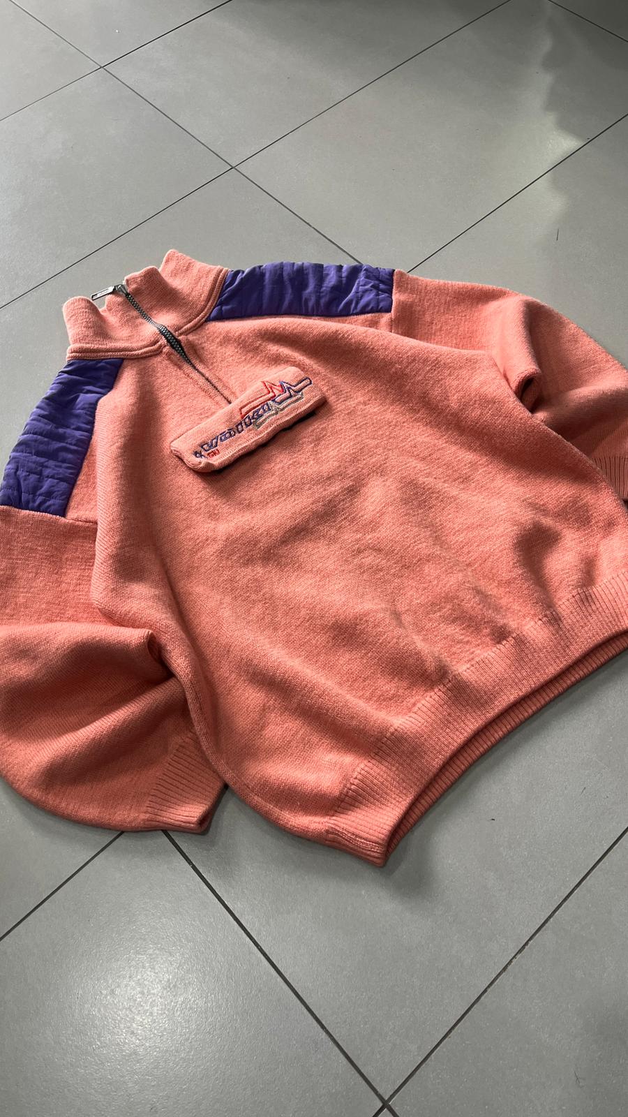 Pile 1/4 Zip Vintage Rosa / Viola - Doppio Tessuto Pile e Tecnico - Boxy Oversize Fit (XXL)