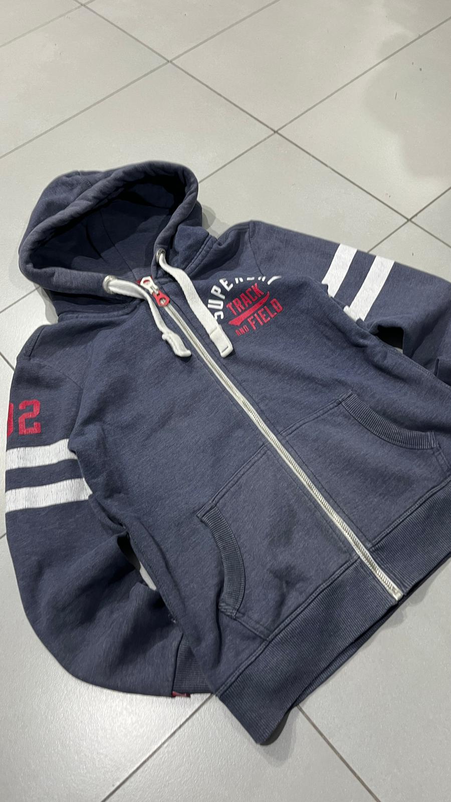 Felpa SuperDry Vintage Blu Marino con Stampa Y2K (M)