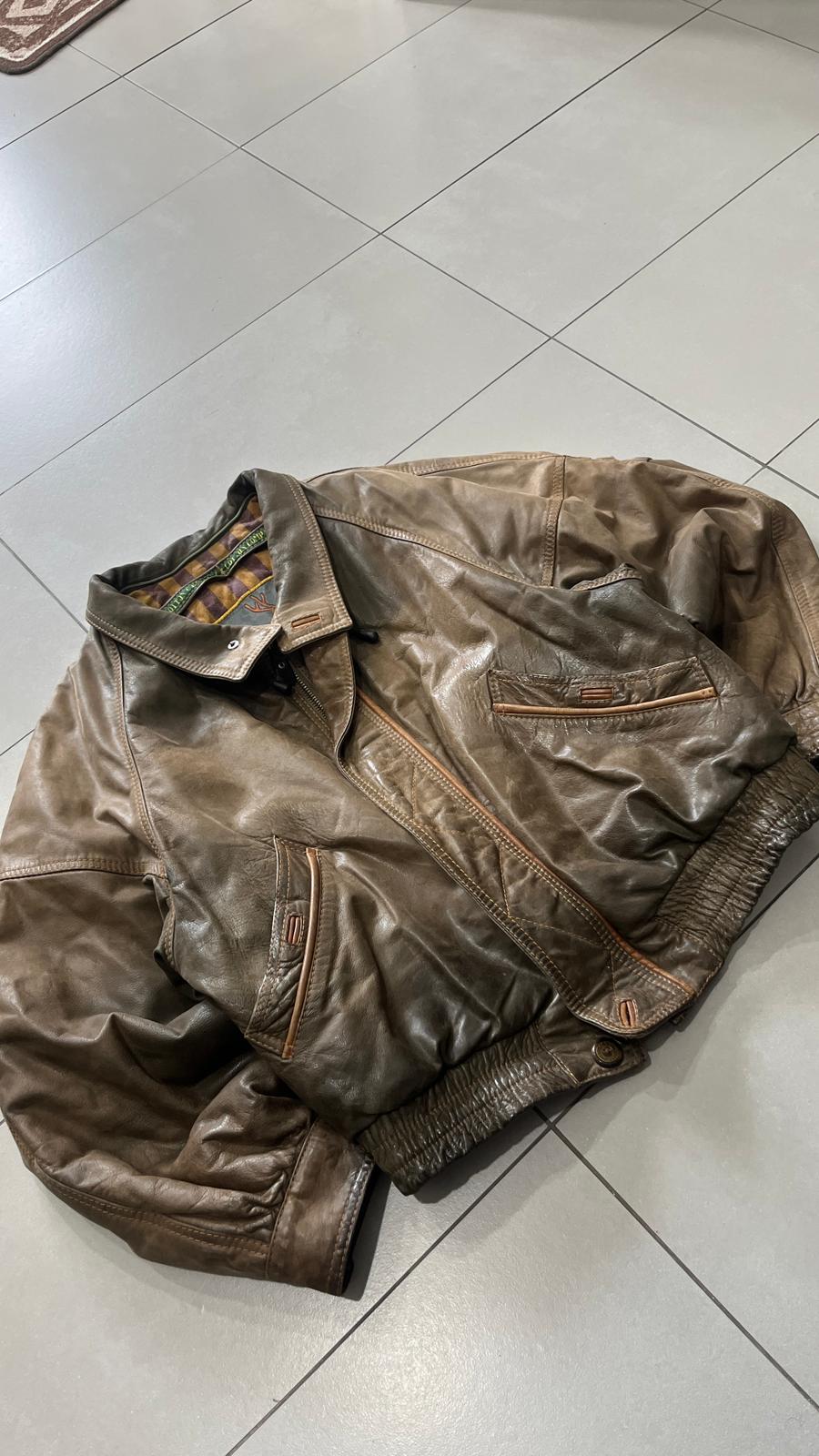 Giubbino In Vera Pelle Bomber - Y2K Aviatore Boxy Fit Oversize (L)