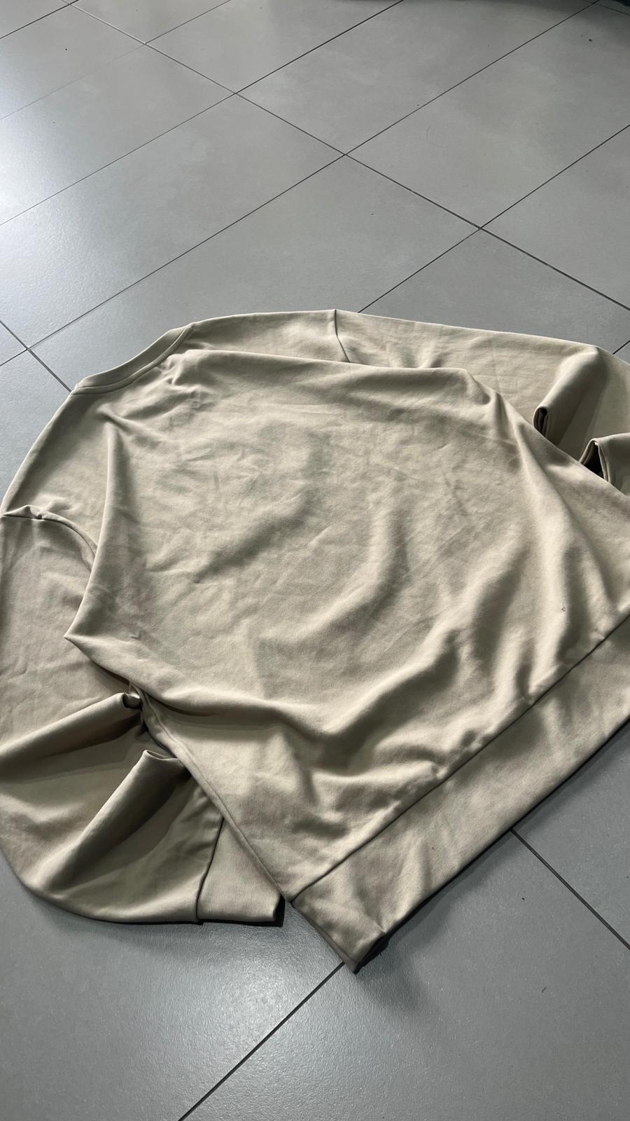 Felpa Girocollo Beige Calvin Klein con Ricamo Frontale (XXL)