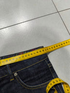 Denim Jeans Raw Blu Low Waist Straight Fit Embroidered (M)