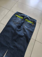 Denim Jeans Low Waist Dark Blue Bootcut Fit Flared (S)