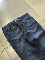 Denim Jeans Low Waist Dark Blue Bootcut Fit Flared (S)