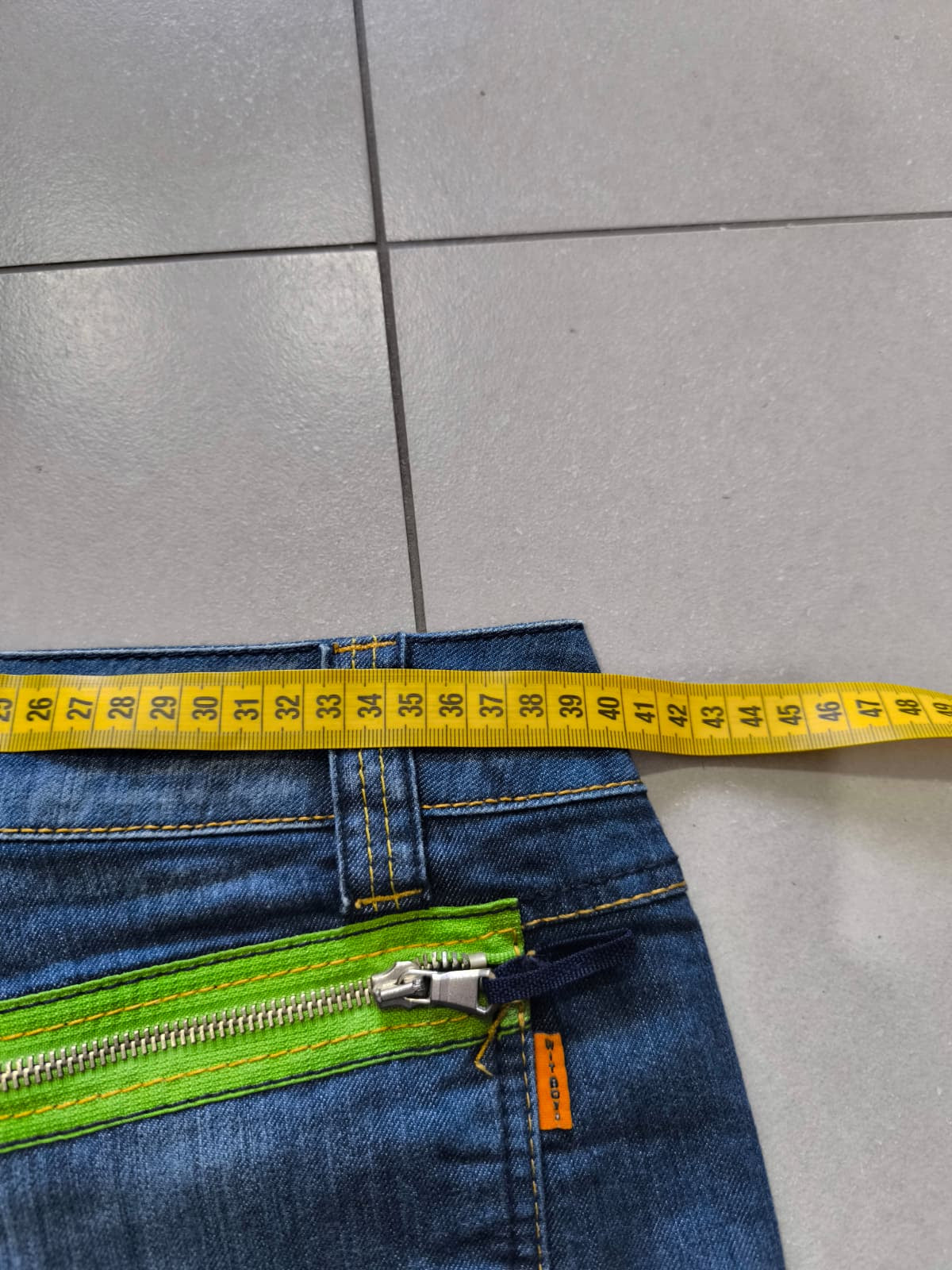 Denim Jeans Low Waist Dark Blue Bootcut Fit Flared (S)