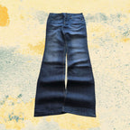 Denim Jeans Low Waist Dark Blue Bootcut Fit Flared (S)