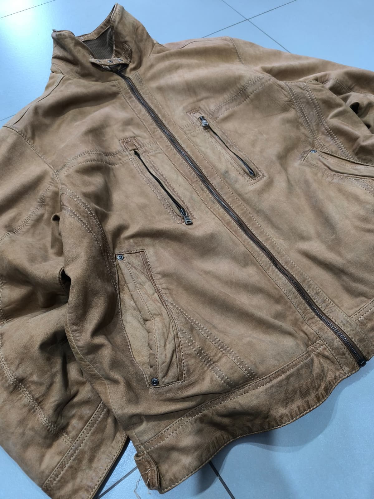 Real Leather Jacket Bomber Vintage Y2K - Aviatore in Vera Pelle Boxy Fit Oversize (M)