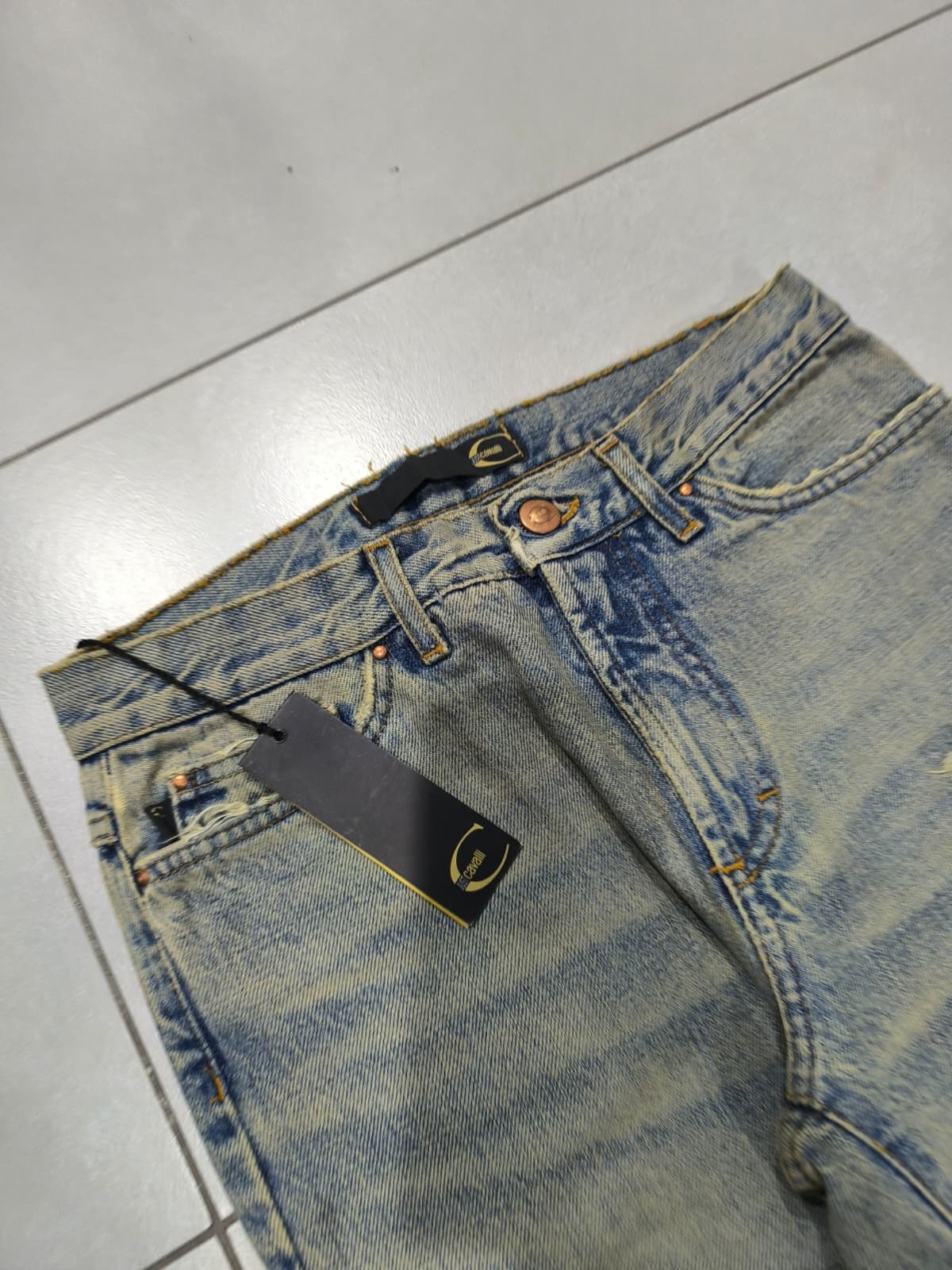 Denim Jeans Just Cavalli Ripped Y2K Vintage BootCut Straight Fit Da Donna (XS)