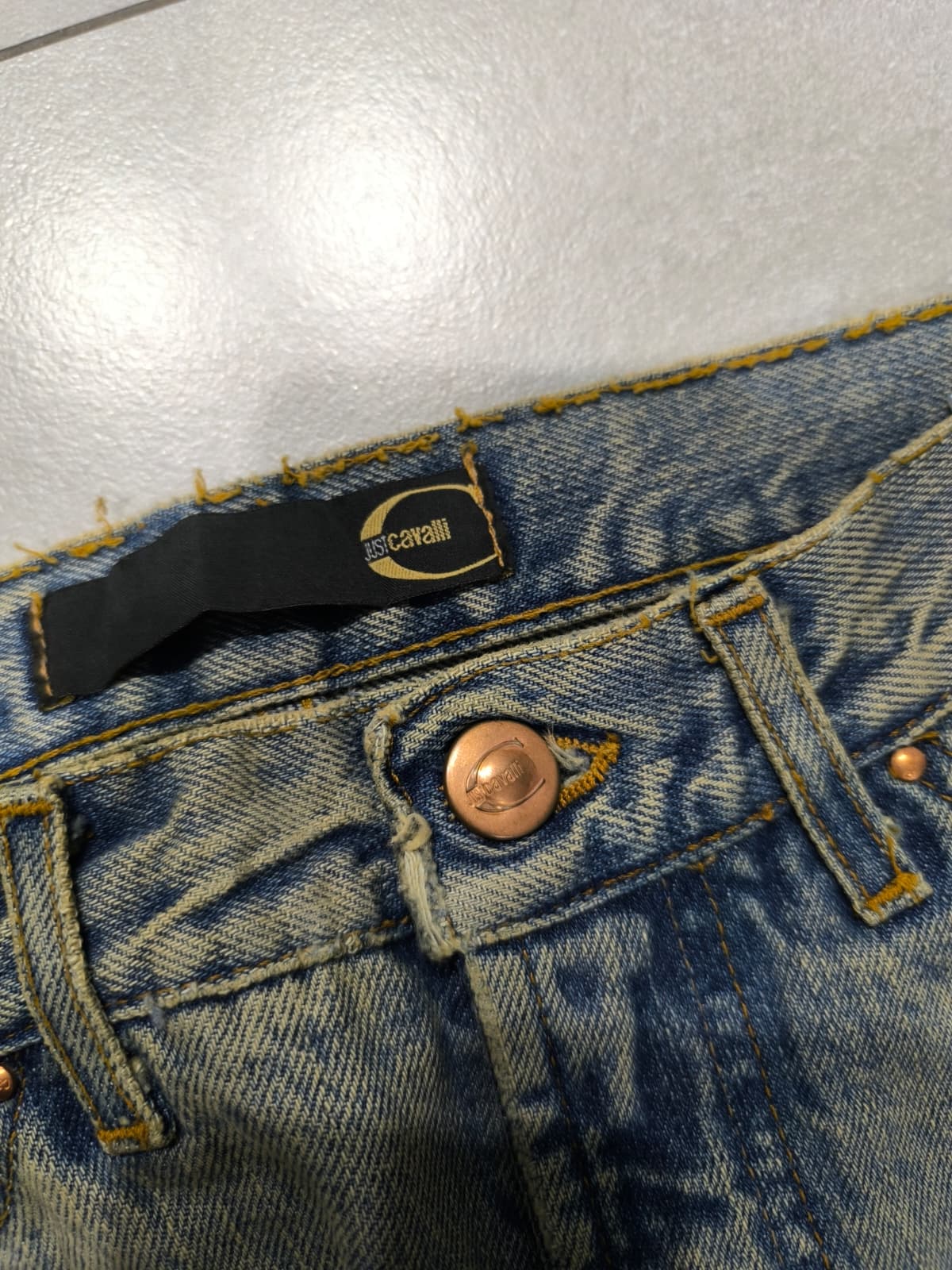 Denim Jeans Just Cavalli Ripped Y2K Vintage BootCut Straight Fit Da Donna (XS)