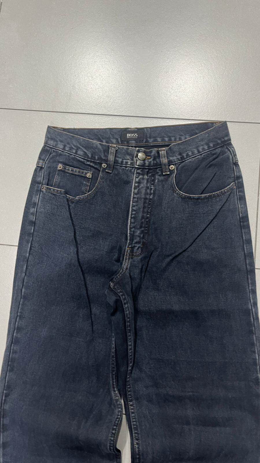 Denim Jeans Hugo Boss Dark Black Baggy Fit (S) Vintage Y2K