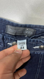 Denim Jeans Dark Blue Bootcut Fit Baggy (S)