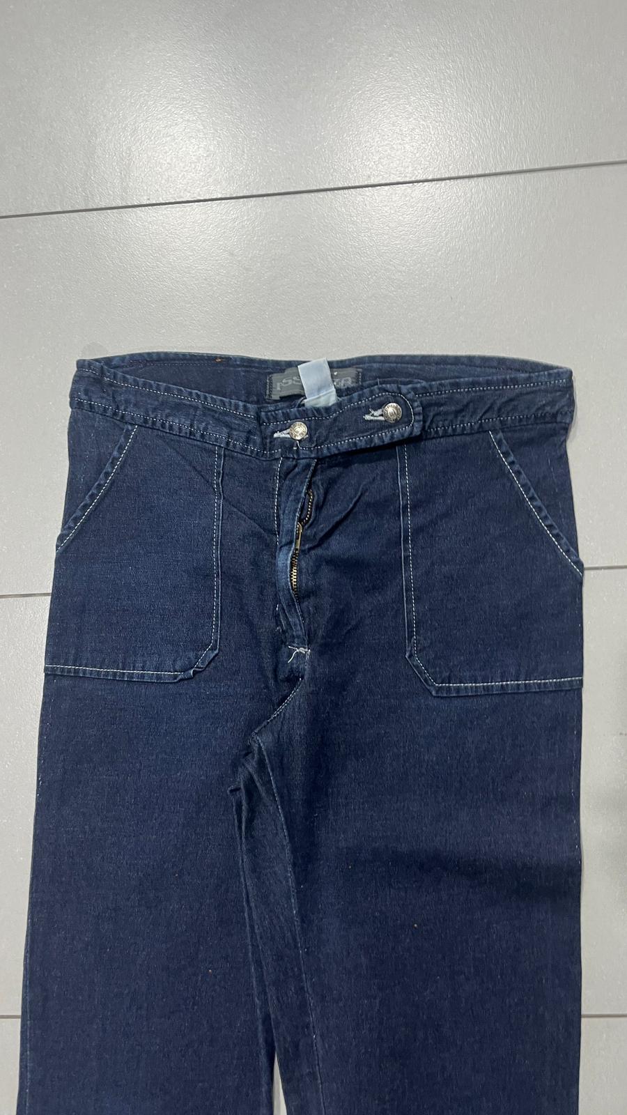 Denim Jeans Dark Blue Bootcut Fit Baggy (S)