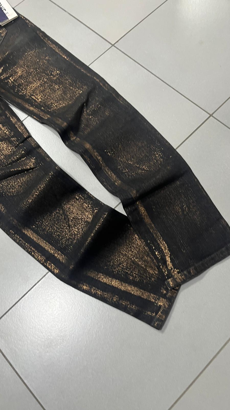 Denim Gold Straight / Slim Fit Black Low Waist (XS)