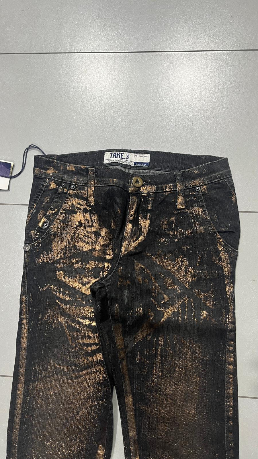Denim Gold Straight / Slim Fit Black Low Waist (XS)