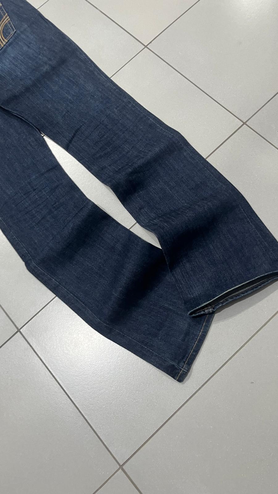 Denim Jeans Blu Low Waist Embroidered Flare Fit - Jeans Svasati (M)