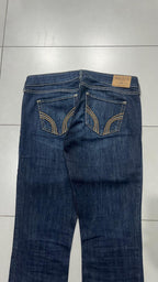 Denim Jeans Blu Low Waist Embroidered Flare Fit - Jeans Svasati (M)