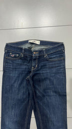 Denim Jeans Blu Low Waist Embroidered Flare Fit - Jeans Svasati (M)